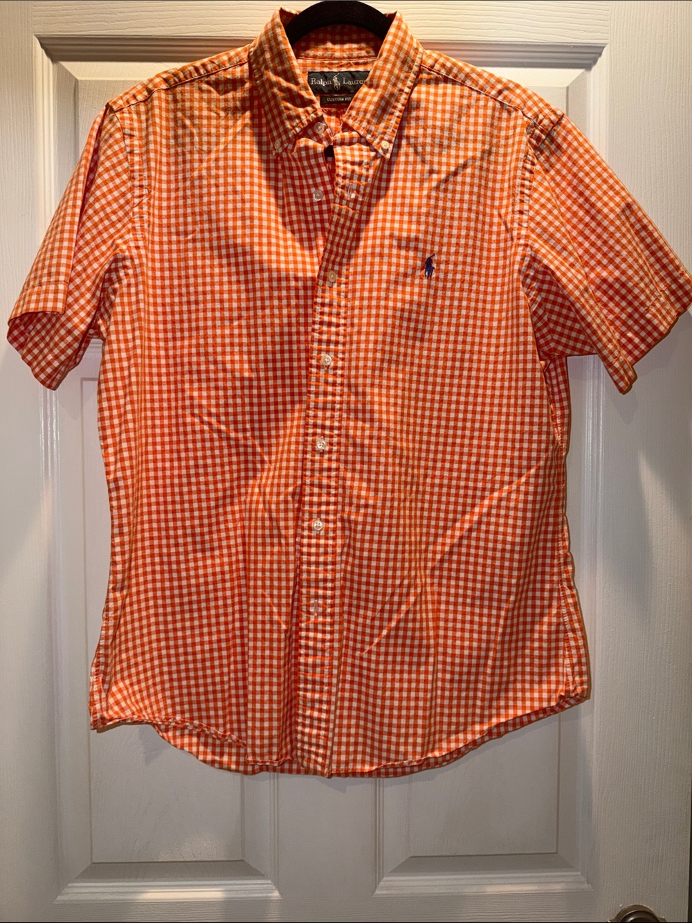 Polo by Ralph Lauren Orange Gingham Short-Sleeve Button-Down